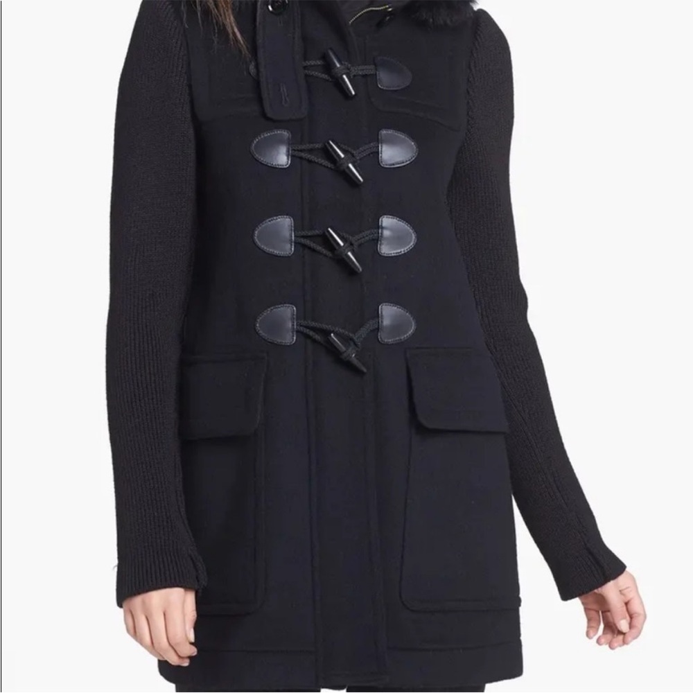 BURBERRY Brit “Blackwell' Wool Duffle Toggle Coat with hood Black size 6 - Picture 4 of 15
